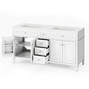 60-Inch Double Sink Bathroom Vanity with Storage Drawers