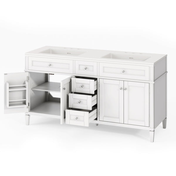 60-Inch Double Sink Bathroom Vanity with Storage Drawers