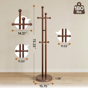 Freestanding Wooden Coat Rack Tree