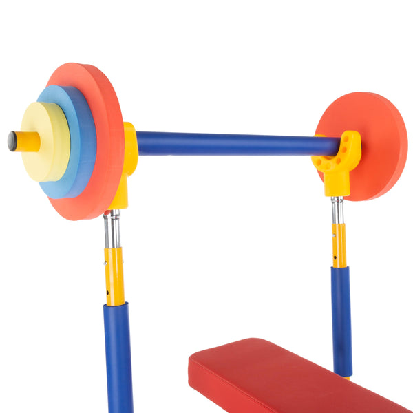 Kids Weight Bench Set & Exercise Bike – Toddler Gym with Leg Press & Barbell