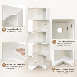 6-Tier Corner Bookshelf with LED Lights