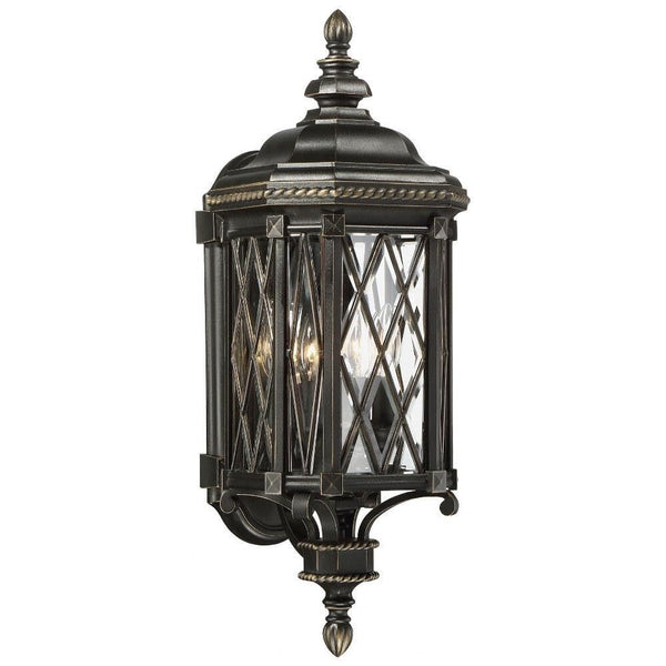 4-Light Outdoor Wall Lantern – Black Metal Transitional Exterior Light Fixture