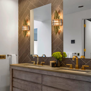 Modern Crystal Wall Sconce 2-Light Gold