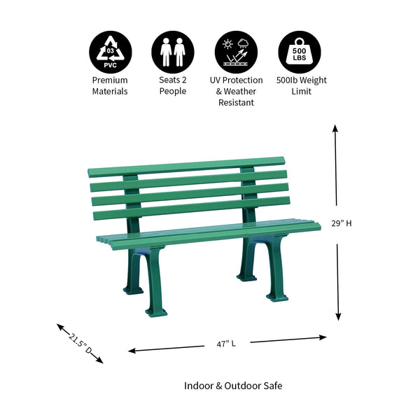 Weatherproof PVC Outdoor Garden Bench – Seats 3, 500 lb Capacity
