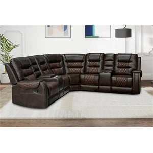 L-Shaped Manual Recliner Sectional Sofa with Chaise Lounge