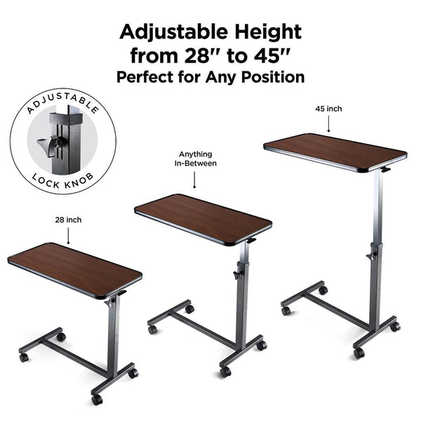 Adjustable Overbed Table with Wheels