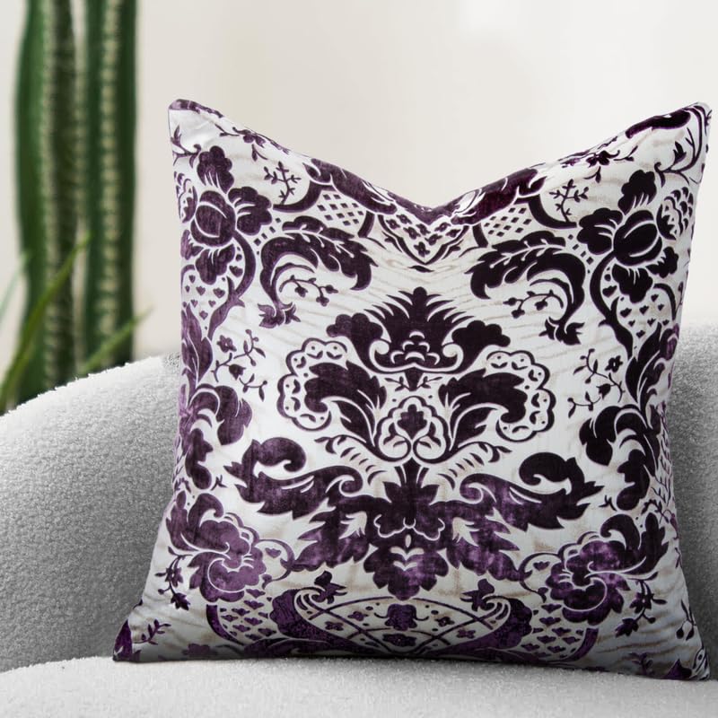 Metallic Embossed Velvet Throw Pillows with Inserts, 24x24, Set of 2
