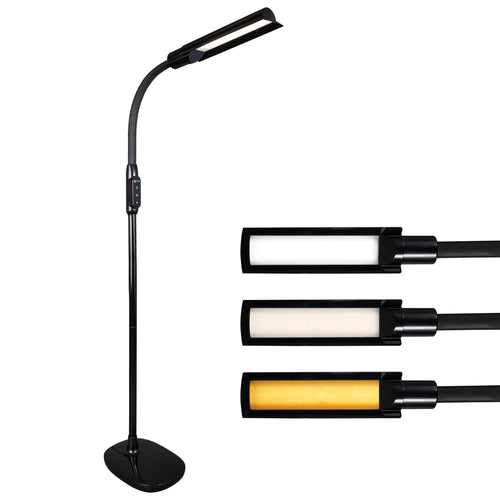 LED Floor Lamp with Adjustable Neck & 3 Color Temperatures