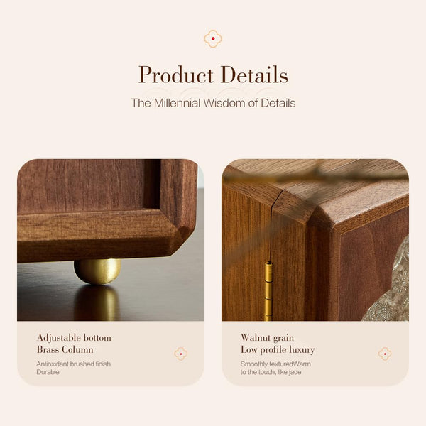Black Walnut Wood Jewelry Box with Velvet Lining & Magnetic Closure