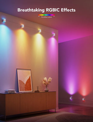 RGBIC LED Wall Sconces with Music Sync & Adjustable Cables