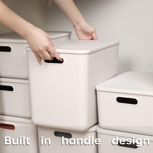 Lidded Plastic Storage Baskets 6-Pack