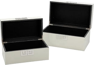 Decorative Wooden Storage Box Set with Hinged Lid — Set of 2