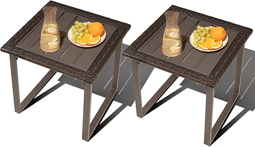 PE Wicker Outdoor Patio Side Table