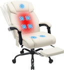 HOFFREE Heated Office Chair Massage Desk Chair with Heat 400lbs Executive Reclining Home Desk Chair with Footrest,Linkage Armrests for Heavy People(Black)