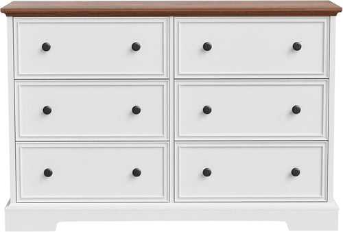 6-Drawer Dresser with Anti-Tip Kit – White Bedroom Chest