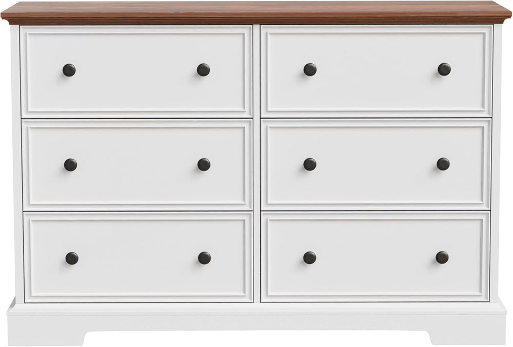 6-Drawer Dresser with Anti-Tip Kit – White Bedroom Chest
