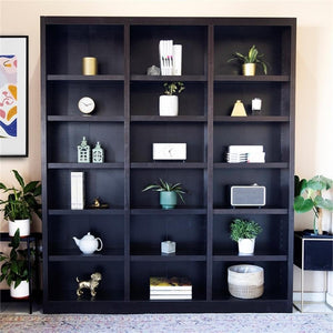 84" Triple Wide Wood Bookcase – Espresso