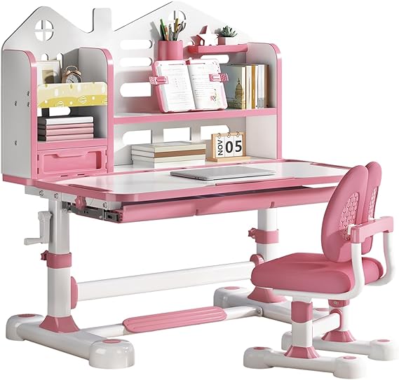 Kids Height-Adjustable Desk and Chair Set