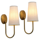 Set of 2 Linen Fabric Wall Sconces – Hardwired Curved Arm Vanity Light