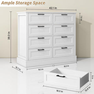 White Wood Dresser with Drawers – Chest of Drawers for Bedroom