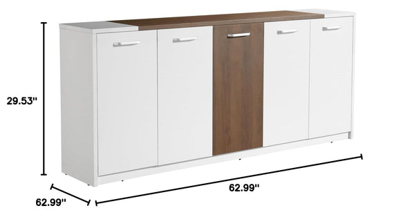 L-Shaped Executive Office Desk Set – 3-Piece with Coffee Table & Storage Cabinet