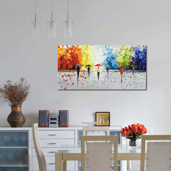 Abstract Landscape Oil Painting on Canvas – Hand Painted Wall Art