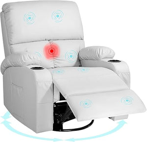 Swivel Rocker Recliner Chair with Massage, Heat & USB Charging