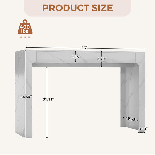 55" Faux Marble Bar Table