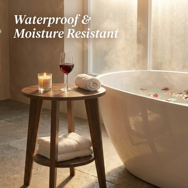 Round Side Table with 2-Tier Storage