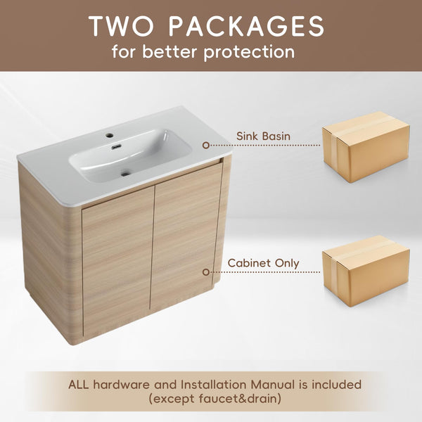Freestanding Bathroom Vanity with Ceramic Sink