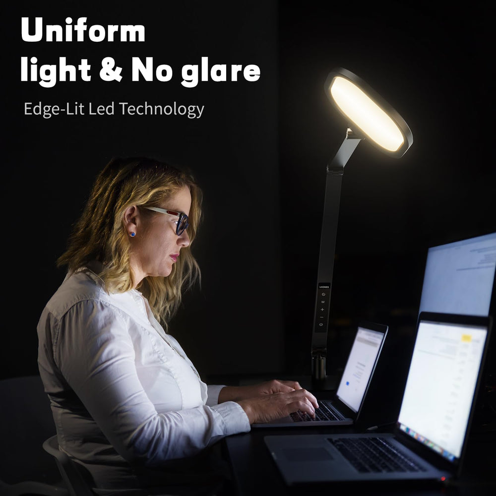 LED Desk Lamp with Swing Arm & Webcam Light