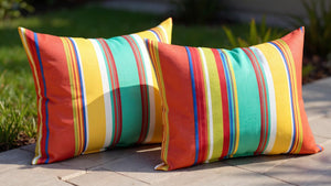 Outdoor Lumbar Throw Pillow Set of 4 – 20x12 Inch, Water & Fade Resistant