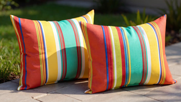 Outdoor Lumbar Throw Pillow Set of 4 – 20x12 Inch, Water & Fade Resistant