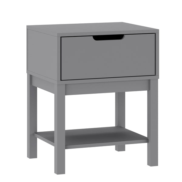 Kids Wood Nightstand with Drawer and Open Shelf