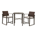 3-Piece Outdoor Counter Height Bar Set with Wicker & Umbrella Hole