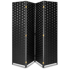 4-Panel Folding Room Divider – Woven Fiber Privacy Screen