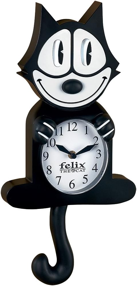 Felix the Cat 3D Motion Analog Wall Clock – 44" x 19", Rust-Proof Metal, Battery Powered