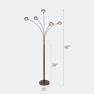 5-Head Arc Floor Lamp with Rotating LED Lights