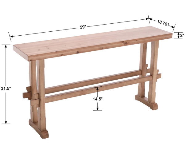 59" Solid Wood Console Table – Farmhouse Entryway & Sofa Table