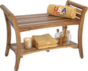 Teak Wood Shower Bench with LiftAide Arms & Storage Shelf