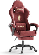 Velvet Gaming Chair with Footrest & Massage Lumbar