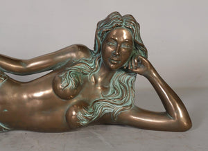 Lying Mermaid Sculpture – Bronze Finish