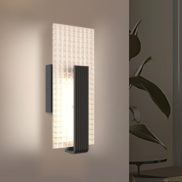 Modern Dimmable LED Wall Sconce Set of 2 – Frosted Glass, Black, 12W, 3000K