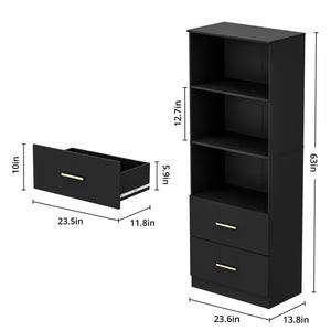 Bookcase with Drawers & Adjustable Shelf, 63"