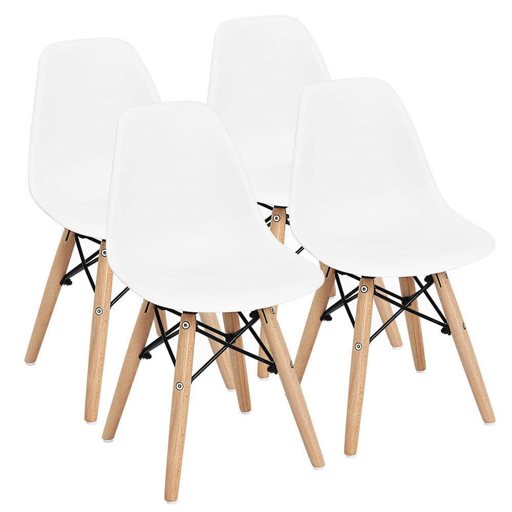 Kids Mini DSW Chair Set of 4 with Wood Legs & Curved Backrest
