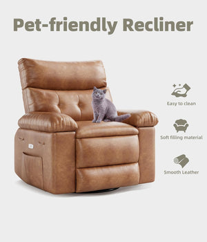 Oversized Recliner Chair with Footrest – 150° Wide Faux Leather Sofa Chair