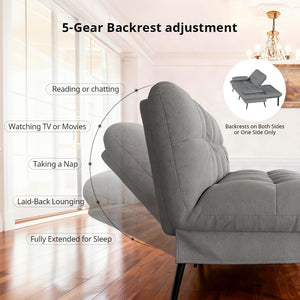 Convertible Futon Sofa Bed with Adjustable Backrest