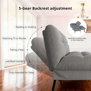 Convertible Futon Sofa Bed with Adjustable Backrest