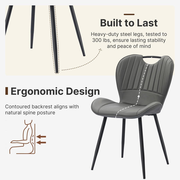Dining Chairs Set of 4 – Faux Leather with Metal Legs