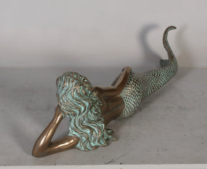 Lying Mermaid Sculpture – Bronze Finish
